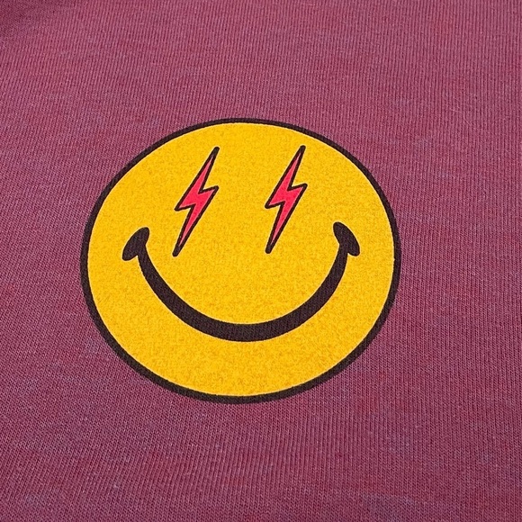 Aviator Nation Will Ferrell Bolt Smiley Relaxed Pullover Hoodie Plum Large - Picture 8 of 12